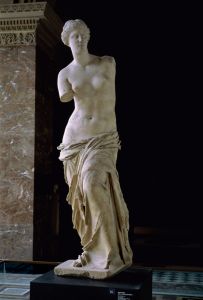 古罗马人的爱神维纳斯，在梅罗岛被发掘出。
雕像沉静的表情，充满了坦荡与自尊。令人感到亲切，感到人与生命的完美。
